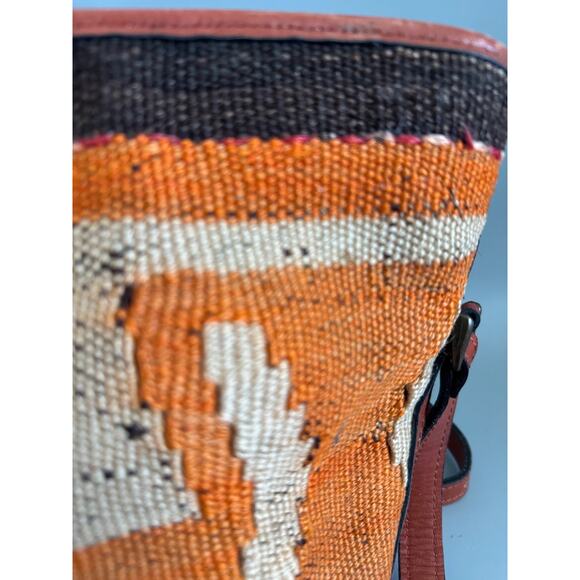 Hand Made Turkish Kilim Arts Crossbody Purse Tapestry Wool Leather Strap Boho - Picture 8 of 11